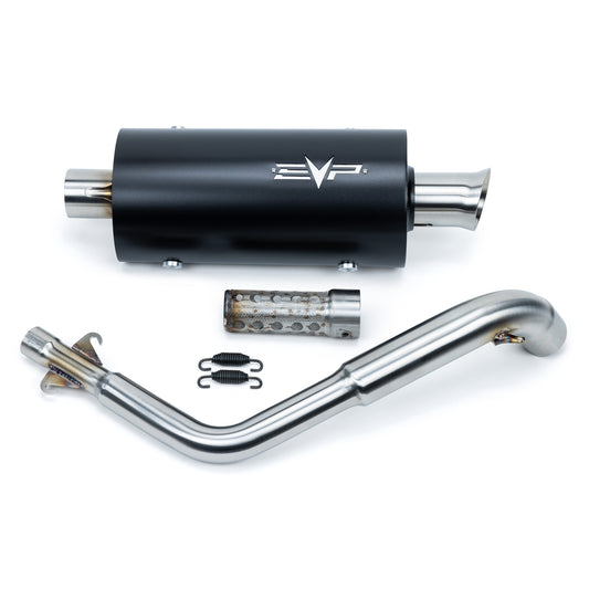 EVP Magnum exhaust for Polaris RZR 200 — brushed stainless with black heat shield