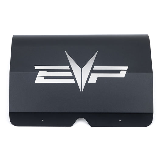 EVP matte black heat shield with cutout EVP logo for 2018-2024 Polaris Ranger XP 1000 stock exhaust