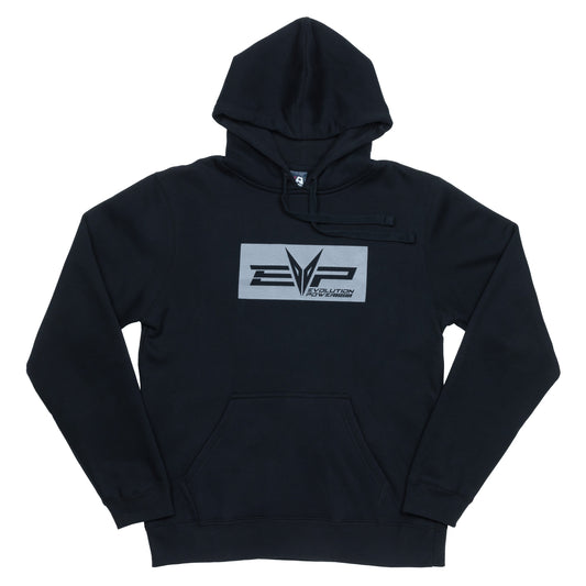 Black hoodie with EVP logo centered on front and 'Evolution Powersports' on back