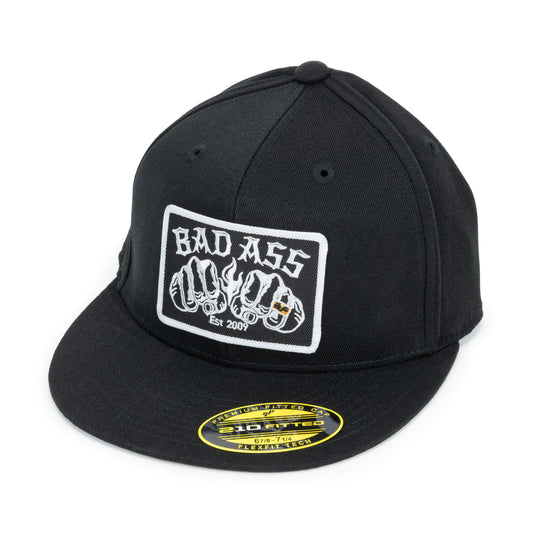 Badass Black Fitted Hat with logo patch