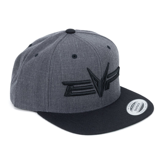 EVP heather gray canvas snapback hat with stealth stitched EVP logo