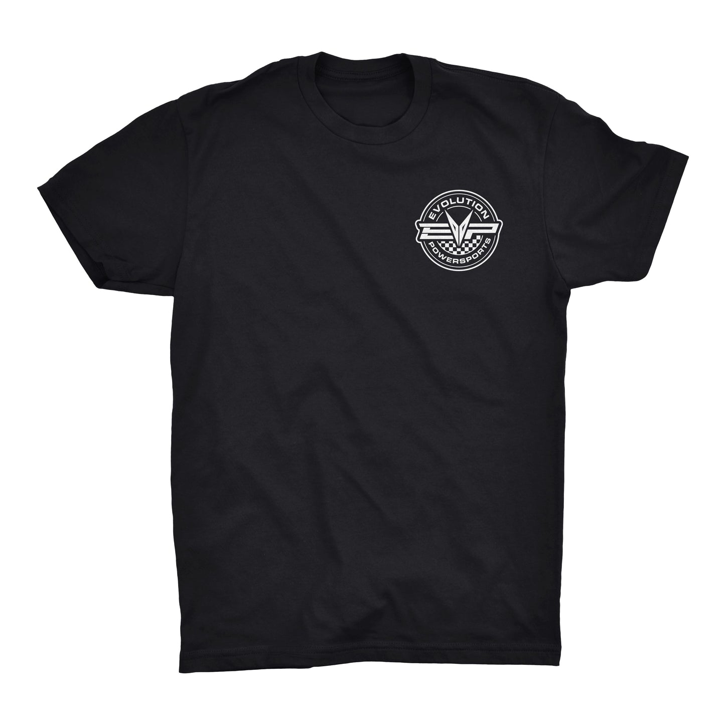 EVP Checkered Race T-Shirt in black or green with logo on front and back
