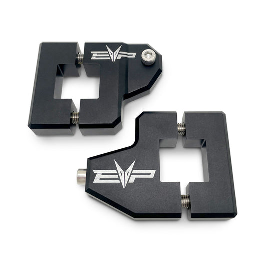 EVP aluminum coolant reservoir relocation brackets for Can-Am Maverick X3, black anodized