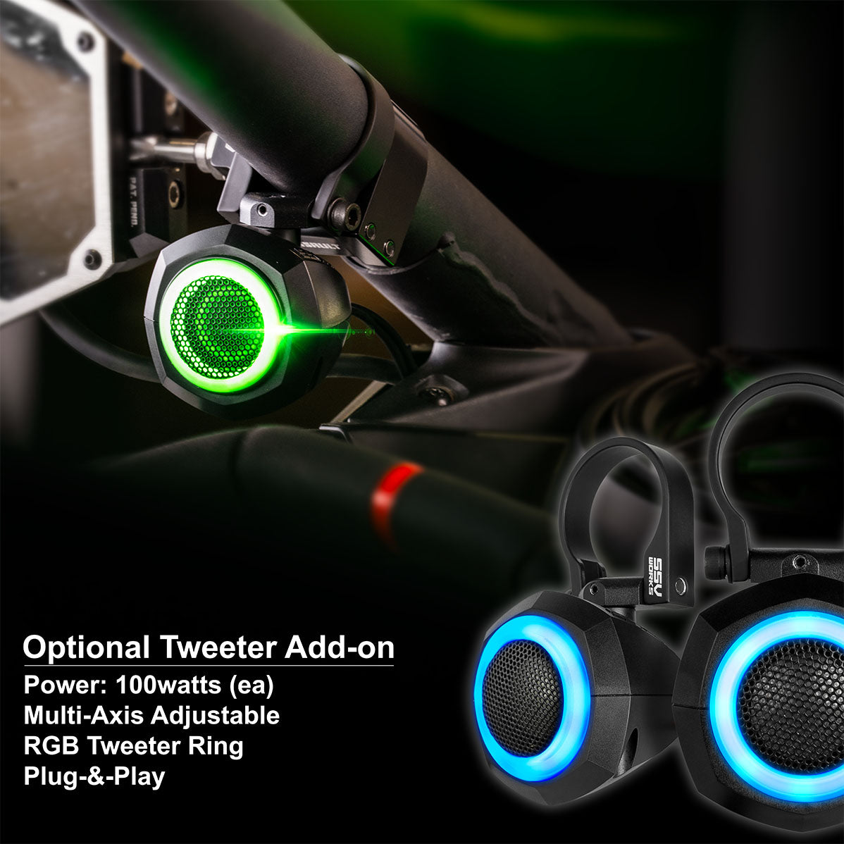 2014-2023 Polaris RZR V-Spec 3-Speaker Plug-&-Play Kit with JVC